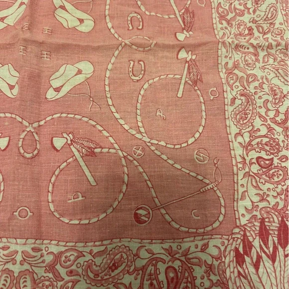 Vintage Paris Accessories Pink Cowboys and Indians Paisley 100% Cotton Bandana - Picture 6 of 10